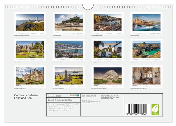 Produktbild: Cornwall - Between Land and Sea (Wall Calendar 2026 DIN A4 landscape), CALVENDO 12 Month Wall Calendar