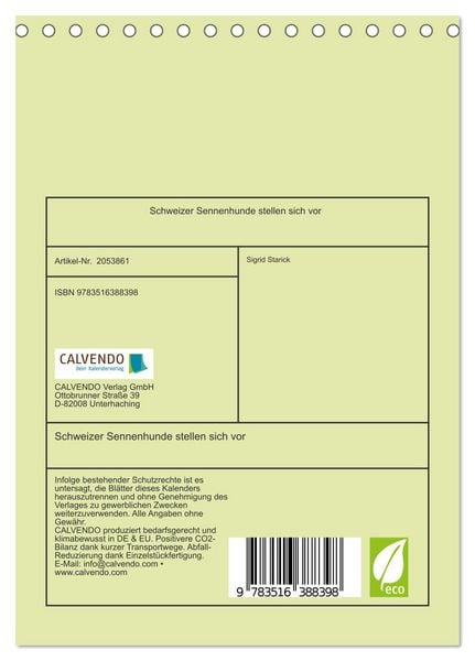 Produktbild: Schweizer Sennenhunde stellen sich vor (Tischkalender 2026 DIN A5 hoch), CALVENDO Monatskalender