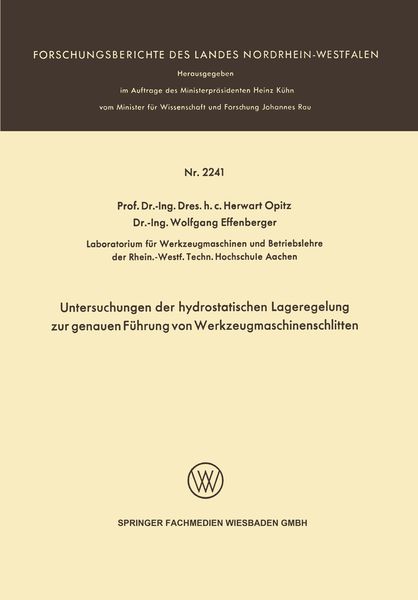 Produktbild: Untersuchungen der hydrostatischen Lageregelung zur genauen F&uuml;hrung von Werkzeugmaschinenschlitten