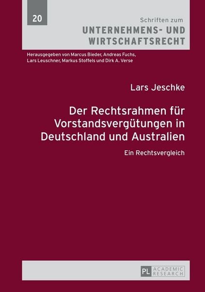 Produktbild: Der Rechtsrahmen f&uuml;r Vorstandsverg&uuml;tungen in Deutschland und Australien