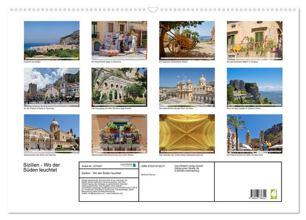 Produktbild: Sizilien - Wo der S&uuml;den leuchtet (Wandkalender 2026 DIN A2 quer), CALVENDO Monatskalender