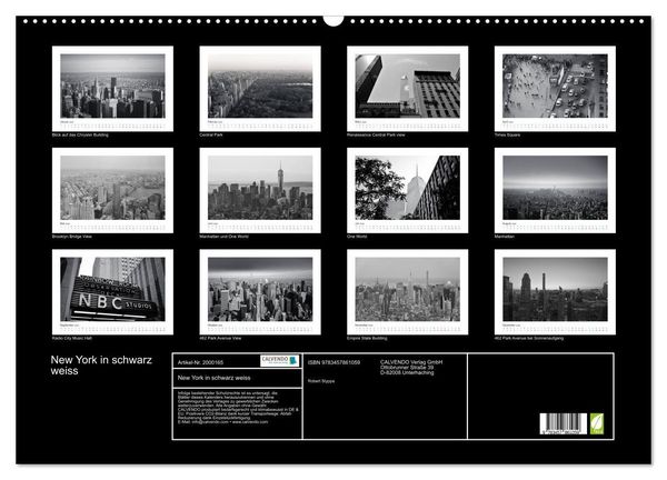 Produktbild: New York in schwarz weiss (Wandkalender 2026 DIN A2 quer), CALVENDO Monatskalender