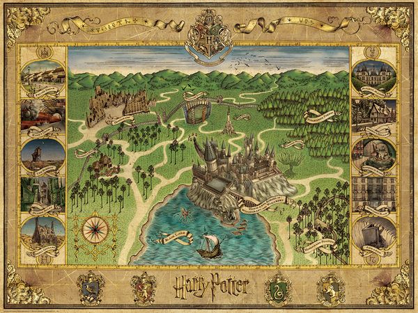 Produktbild: Erwachsenenpuzzle 1500 Teile - Harry Potter - Hogwarts Karte