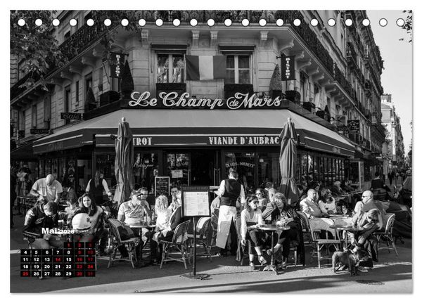 Produktbild: Paris-Impressionen in Schwarz-Wei&szlig; (Tischkalender 2026 DIN A5 quer), CALVENDO Monatskalender