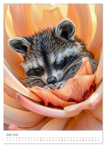 Produktbild: Forest babies asleep in flowers (Wall Calendar 2026 DIN A2 portrait), CALVENDO 12 Month Wall Calendar