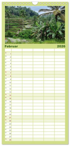 Produktbild: Familienplaner 2026 - Bali - G&ouml;tterinsel mit 5 Spalten (Wandkalender, 21 x 45 cm) CALVENDO