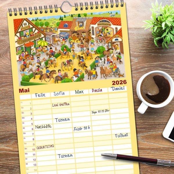 Produktbild: Familienplaner 2026 - Wimmelig durch das Jahr mit 5 Spalten (Wandkalender, 21 x 45 cm) CALVENDO