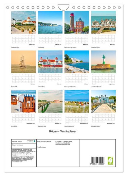 Produktbild: R&uuml;gen - Terminplaner (Wandkalender 2026 DIN A4 hoch), CALVENDO Monatskalender