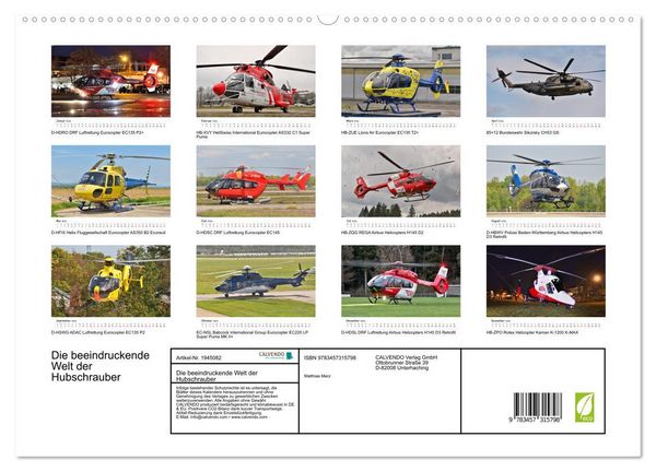 Produktbild: Die beeindruckende Welt der Hubschrauber (hochwertiger Premium Wandkalender 2026 DIN A2 quer), Kunstdruck in Hochglanz