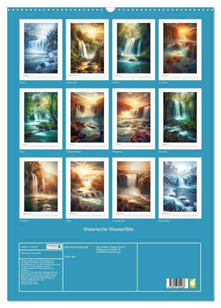 Produktbild: Malerische Wasserf&auml;lle (Wandkalender 2026 DIN A2 hoch), CALVENDO Monatskalender
