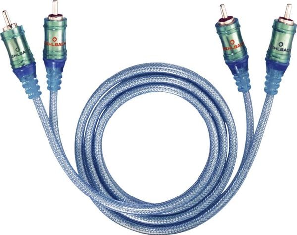 Cinch Audio Anschlusskabel [2x Cinch-Stecker - 2x Cinch-Stecker] 1.00 m Transparent-Blau vergoldete Steckkontakte Oehlba