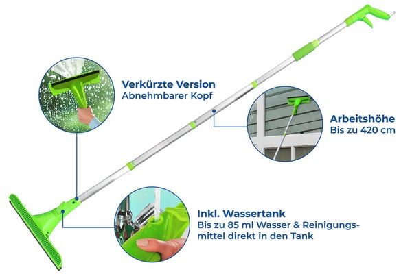 Produktbild: Spr&uuml;h-Fensterwischer Mod. Maxi extra lang, Arbeitsh&ouml;he bis 420 cm