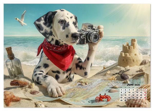 Produktbild: Die Sp&uuml;rnasen - 12 Hunde, 12 F&auml;lle, der Kinderkalender f&uuml;r Detektive (hochwertiger Premium Wandkalender 2026 DIN A2 quer), Kunstdruck in Hochglanz