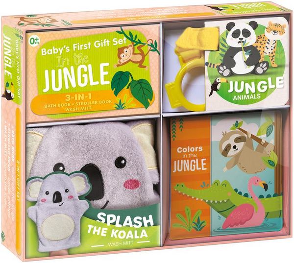 Produktbild: Jungle Fun Baby Gift Set: Soft Books for Toddlers 1-3, Waterproof Bath Book, Stroller Book, Wash Mitt - Great Newborn Gift
