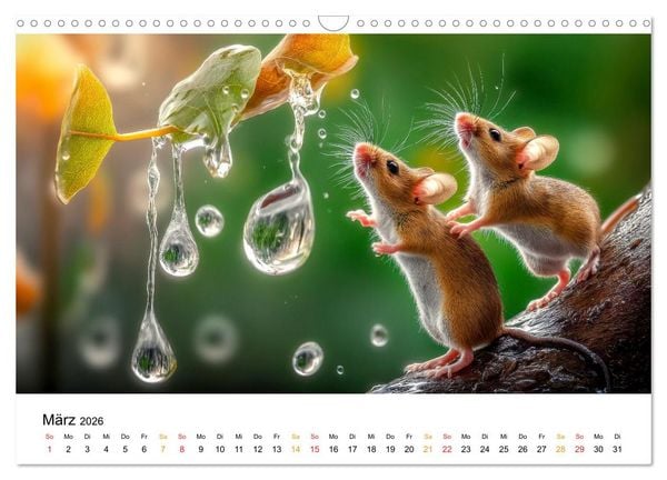 Produktbild: Regen? Na und! M&auml;use (Wandkalender 2026 DIN A3 quer), CALVENDO Monatskalender