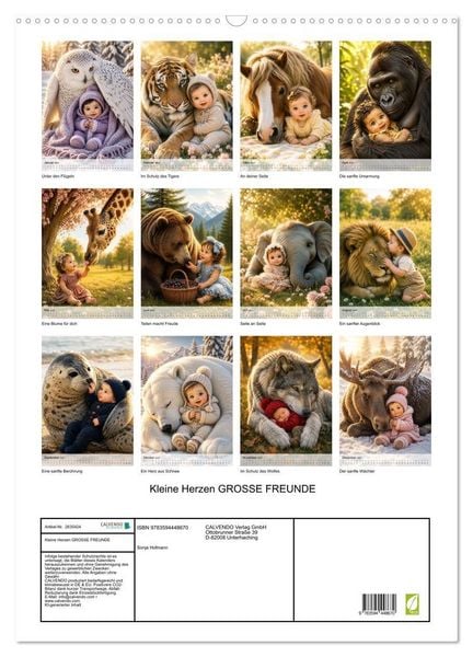 Produktbild: Kleine Herzen GROSSE FREUNDE (Wandkalender 2027 DIN A2 hoch), CALVENDO Monatskalender