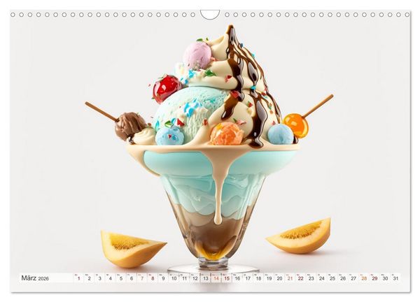 Produktbild: Leckere Eisbecher Kreationen (Wandkalender 2026 DIN A3 quer), CALVENDO Monatskalender