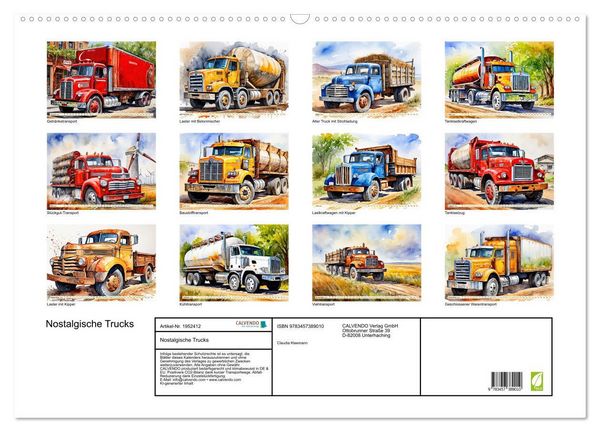Produktbild: Nostalgische Trucks (Wandkalender 2026 DIN A2 quer), CALVENDO Monatskalender