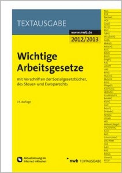 Wichtige Arbeitsgesetze, Taschenbuch von , Nwb Verlag, 9783482531996