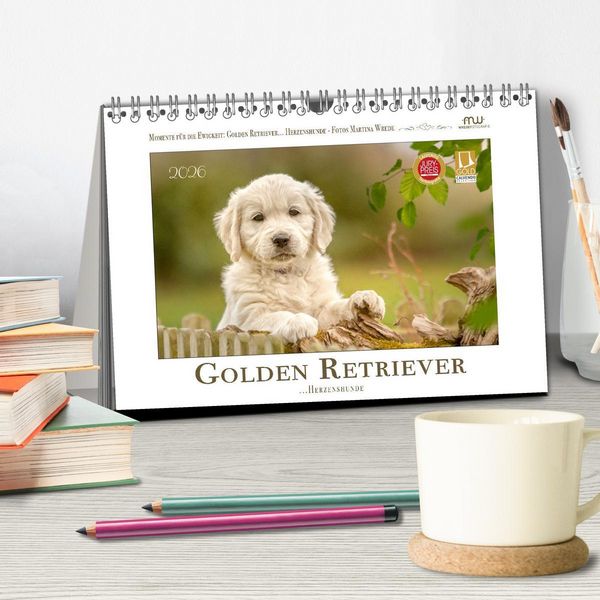 Produktbild: Golden Retriever... Herzenshunde (Tischkalender 2026 DIN A5 quer), CALVENDO Monatskalender