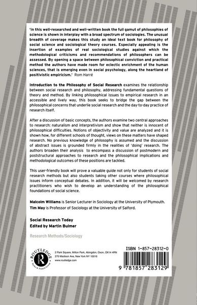 Produktbild: An Introduction To The Philosophy Of Social Research