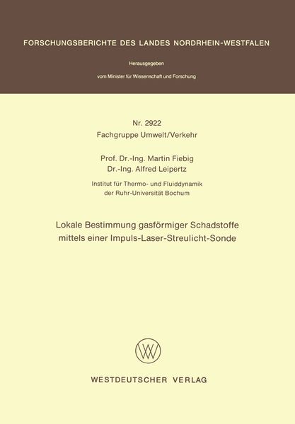 Produktbild: Lokale Bestimmung gasf&ouml;rmiger Schadstoffe mittels einer Impuls-Laser-Streulicht-Sonde