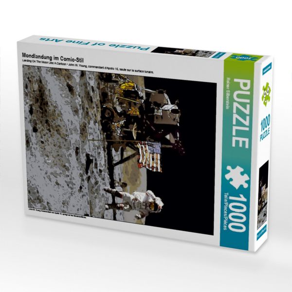 CALVENDO Puzzle Mondlandung im Comic-Stil | 1000 Teile Lege-Größe 64x48cm Foto-Puzzle für glückliche Stunden