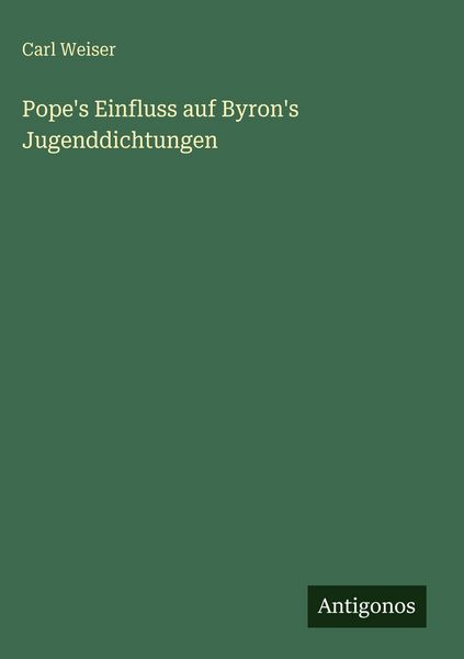 Produktbild: Pope's Einfluss auf Byron's Jugenddichtungen