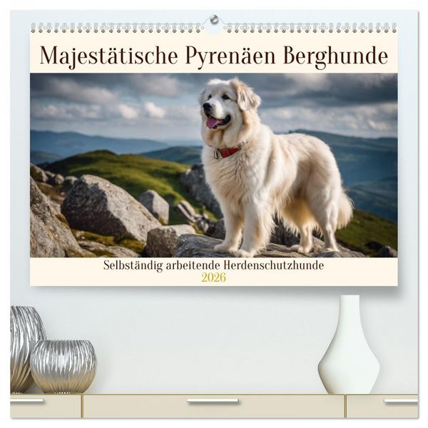 Produktbild: Majest&auml;tische Pyren&auml;en Berghunde (hochwertiger Premium Wandkalender 2026 DIN A2 quer), Kunstdruck in Hochglanz