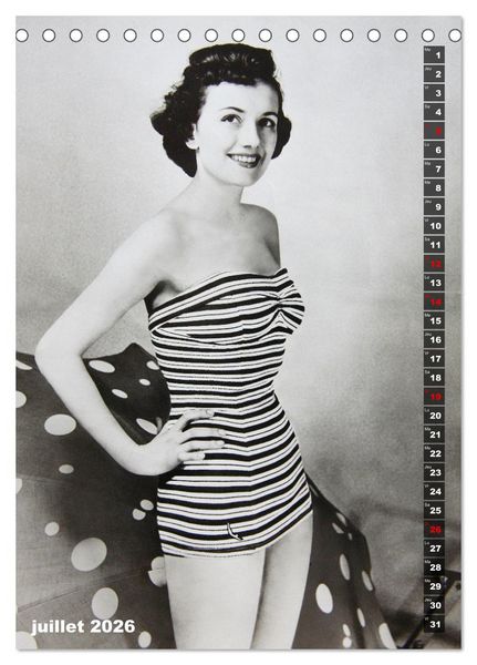 Produktbild: Deux mannequins des ann&eacute;es 1950 - Les jumelles Thea et Helga (Calendrier de bureau 2026 DIN A5 horizontal), CALVENDO calendrier mensuel