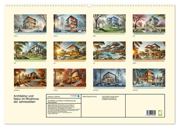 Produktbild: Architektur und Natur im Rhythmus der Jahreszeiten (Wandkalender 2026 DIN A2 quer), CALVENDO Monatskalender