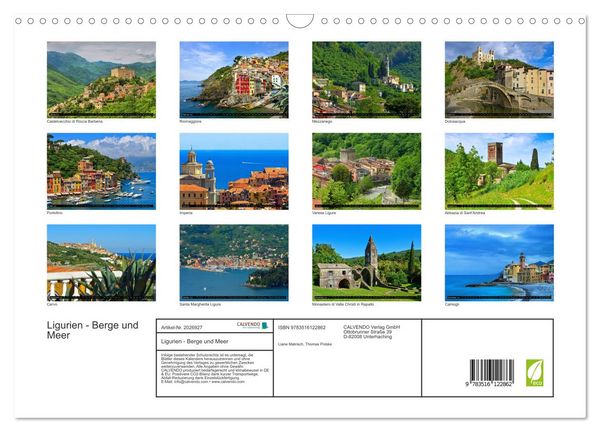 Produktbild: Ligurien - Berge und Meer (Wandkalender 2026 DIN A3 quer), CALVENDO Monatskalender