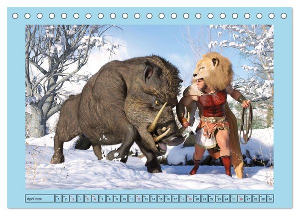 Produktbild: Die zw&ouml;lf Aufgaben des Herkules (Tischkalender 2026 DIN A5 quer), CALVENDO Monatskalender