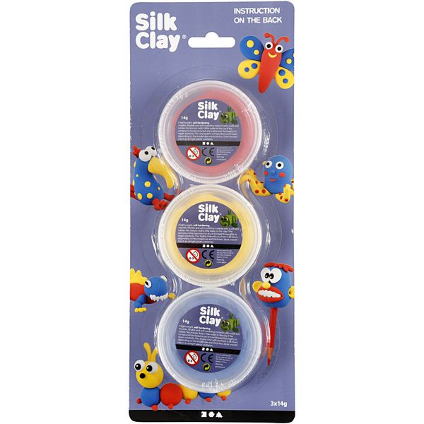 Produktbild: Creativ Company Silk Clay&reg;, Blau, Rot, Gelb, 3x14 g