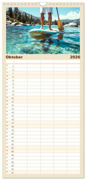 Produktbild: Familienplaner 2026 - Stand up paddling - SUP mit 5 Spalten (Wandkalender, 21 x 45 cm) CALVENDO