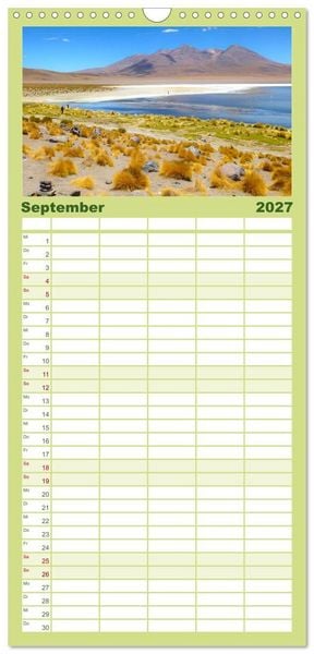 Produktbild: Familienplaner 2027 - Bolivien - Die geheime Perle S&uuml;damerikas mit 5 Spalten (Wandkalender, 21 x 45 cm) CALVENDO