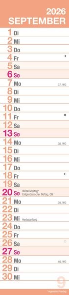 Produktbild: GROSSDRUCK Streifenplaner XL 2026 - Streifenkalender - Wandplaner - Küchen-Kalender - 15x64