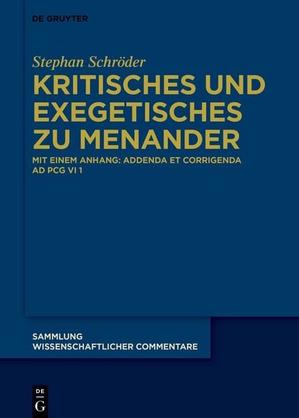 Produktbild: Kritisches und Exegetisches zu Menander