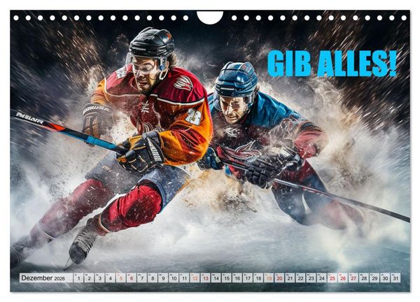 Produktbild: Eishockey und positive Gedanken (Wandkalender 2026 DIN A4 quer), CALVENDO Monatskalender