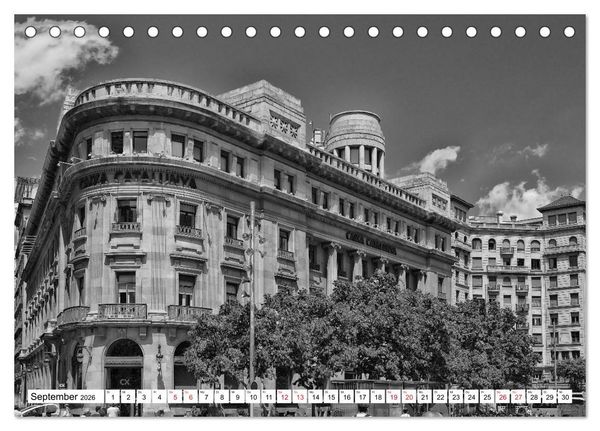 Produktbild: Barcelona Schwarz / Wei&szlig; Impressionen (Tischkalender 2026 DIN A5 quer), CALVENDO Monatskalender
