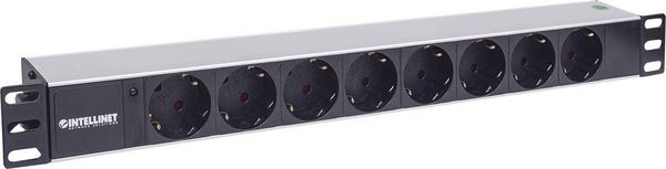 Produktbild: Intellinet 714037 19 Zoll Netzwerkschrank-Steckdosenleiste 1.5 HE Schutzkontaktsteckdose Schwarz
