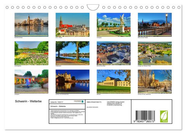 Produktbild: Schwerin - Welterbe (Wandkalender 2026 DIN A4 quer), CALVENDO Monatskalender