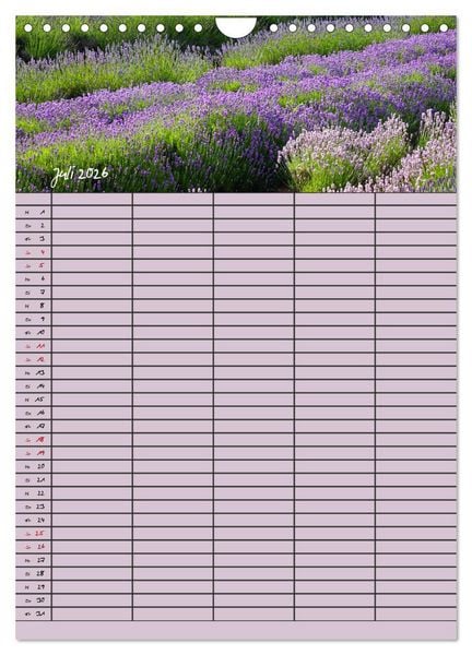Produktbild: Naturzauber Lavendel - Familienplaner (Wandkalender 2026 DIN A4 hoch), CALVENDO Monatskalender