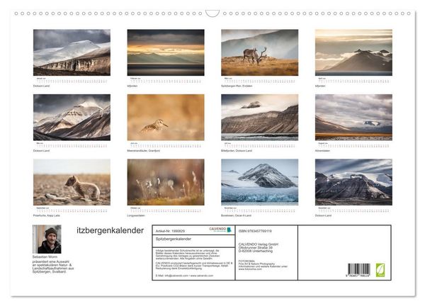 Produktbild: Spitzbergenkalender (Wandkalender 2026 DIN A2 quer), CALVENDO Monatskalender