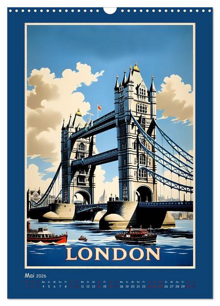 Produktbild: City Travel Poster - nostalgische St&auml;dtereise um die Welt (Wandkalender 2026 DIN A3 hoch), CALVENDO Monatskalender