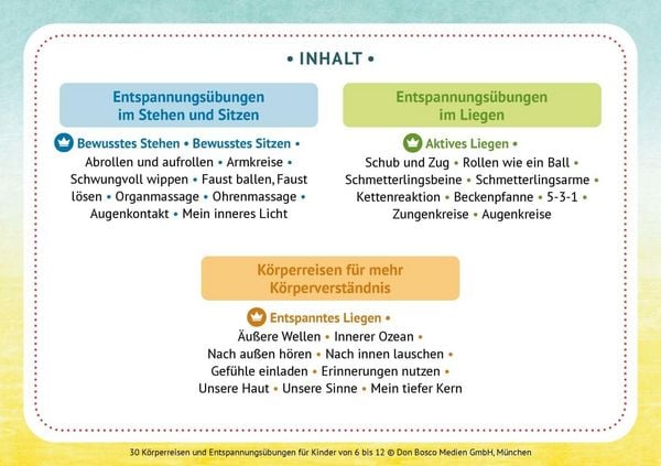 Produktbild: 30 K&ouml;rperreisen und Entspannungs&uuml;bungen f&uuml;r Kinder von 6 bis 12