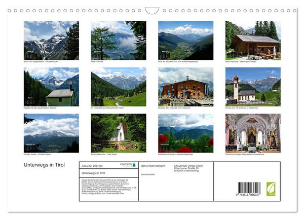 Produktbild: Unterwegs in Tirol (Wandkalender 2026 DIN A3 quer), CALVENDO Monatskalender