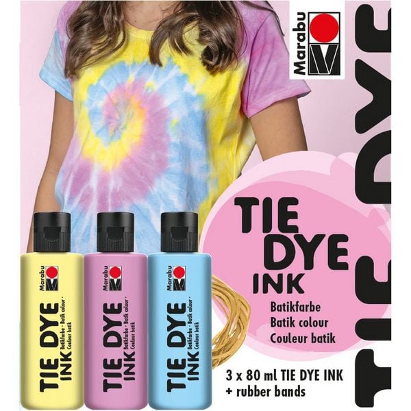 Produktbild: MARABU Batikfarben Tie Dye Ink, Pastel pastellgelb, pastellrosa und pastellblau