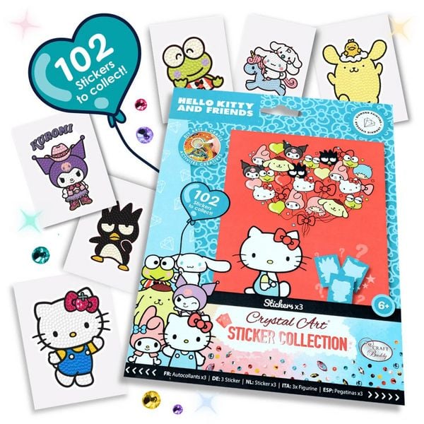 Produktbild: Craft Buddy CA-33HKUSTK - Crystal Art, Hello Kitty and Sticker Pack, Diamant-Malerei-Set