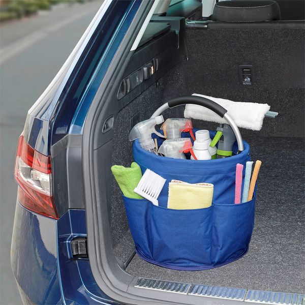 Produktbild: Universal Reinigungs Caddy 16 l, Blau, 2er Set, mit 6 Au&szlig;entaschen f&uuml;r Schw&auml;mme und T&uuml;cher
